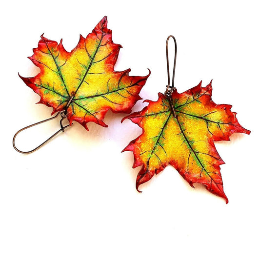 Fall Palette: Maple Leaf Earrings Polymer Clay.