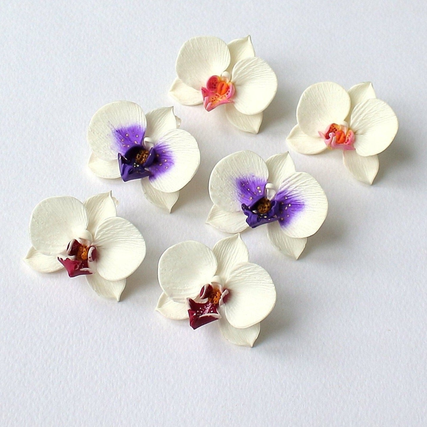 Colorful Dreams: Orchid Earrings Polymer Clay.