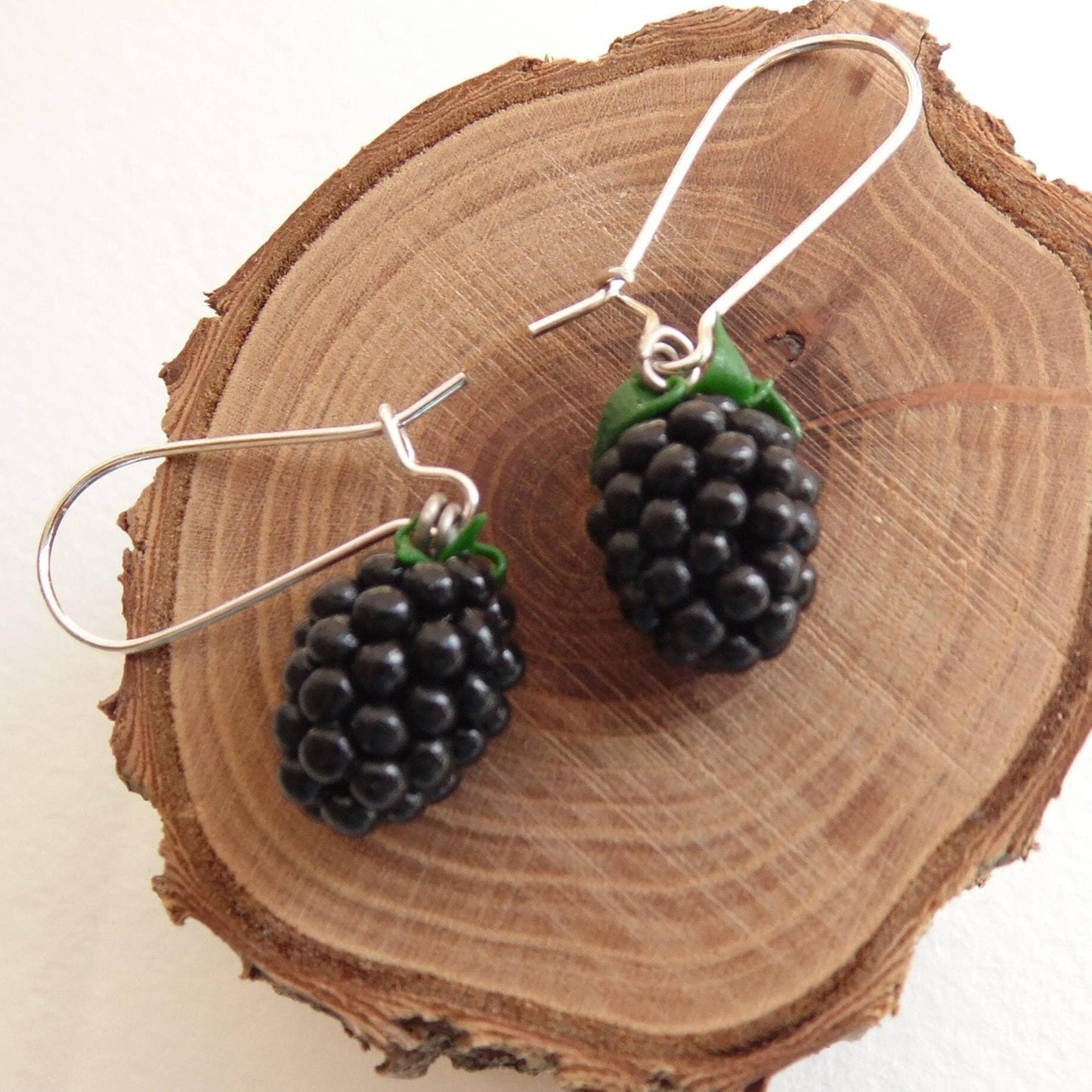 Tiny Temptations: Blackberry Earrings Drop Polymer Clay.