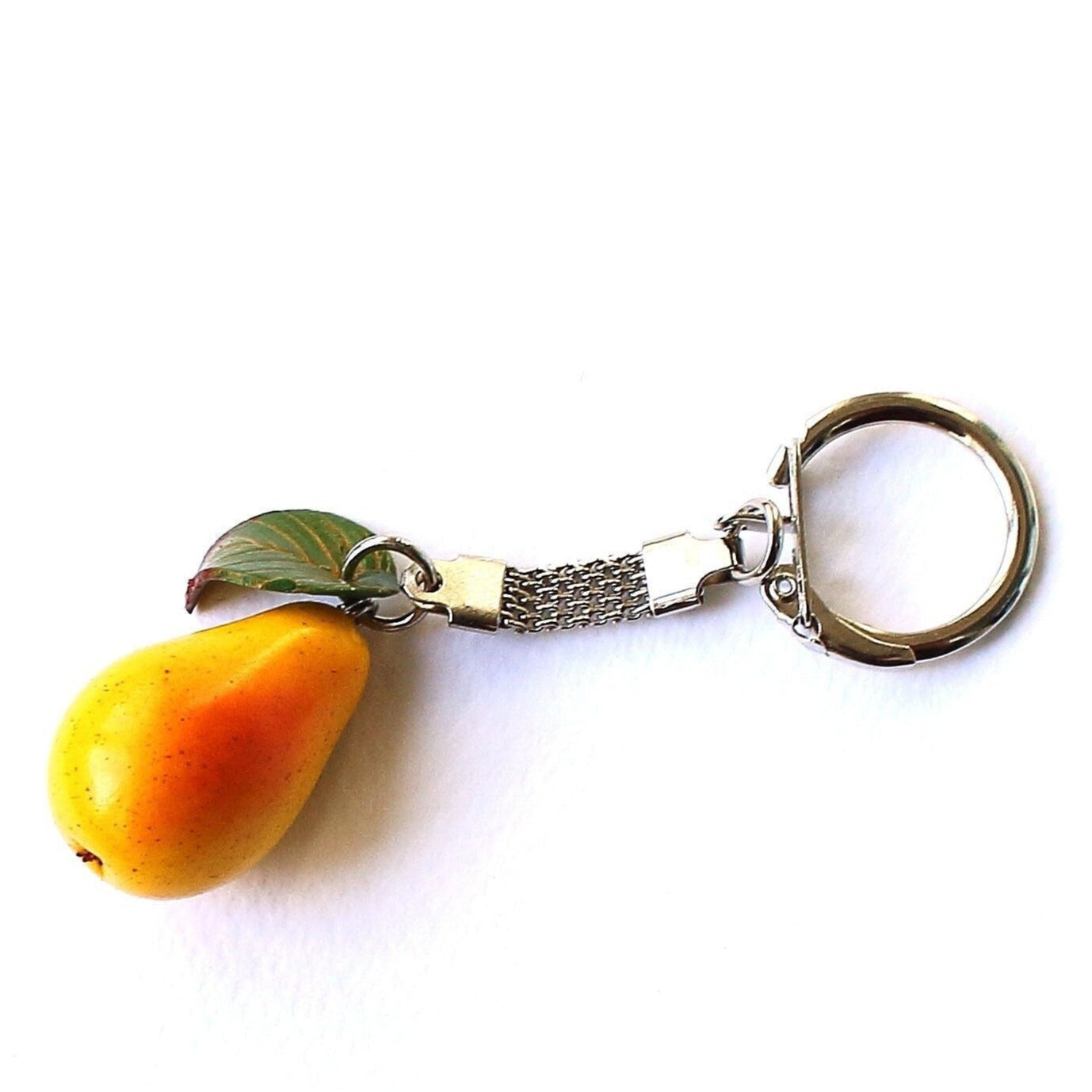 Elegant  Accessory:  Pear Keychain Polymer Clay