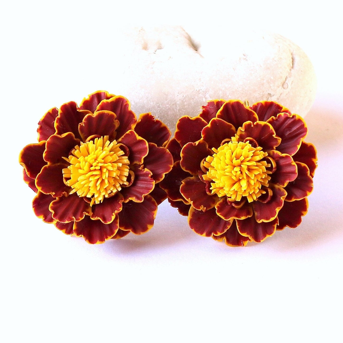 Marigold Bright Floral Polymer Clay Earrings