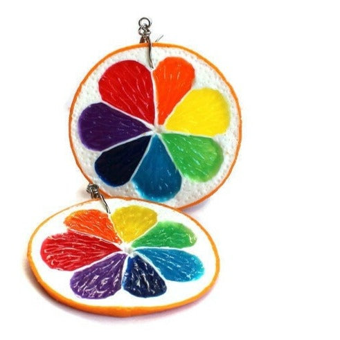 Seven Colors of Happiness : Lemon Earrings Polymer Clay.