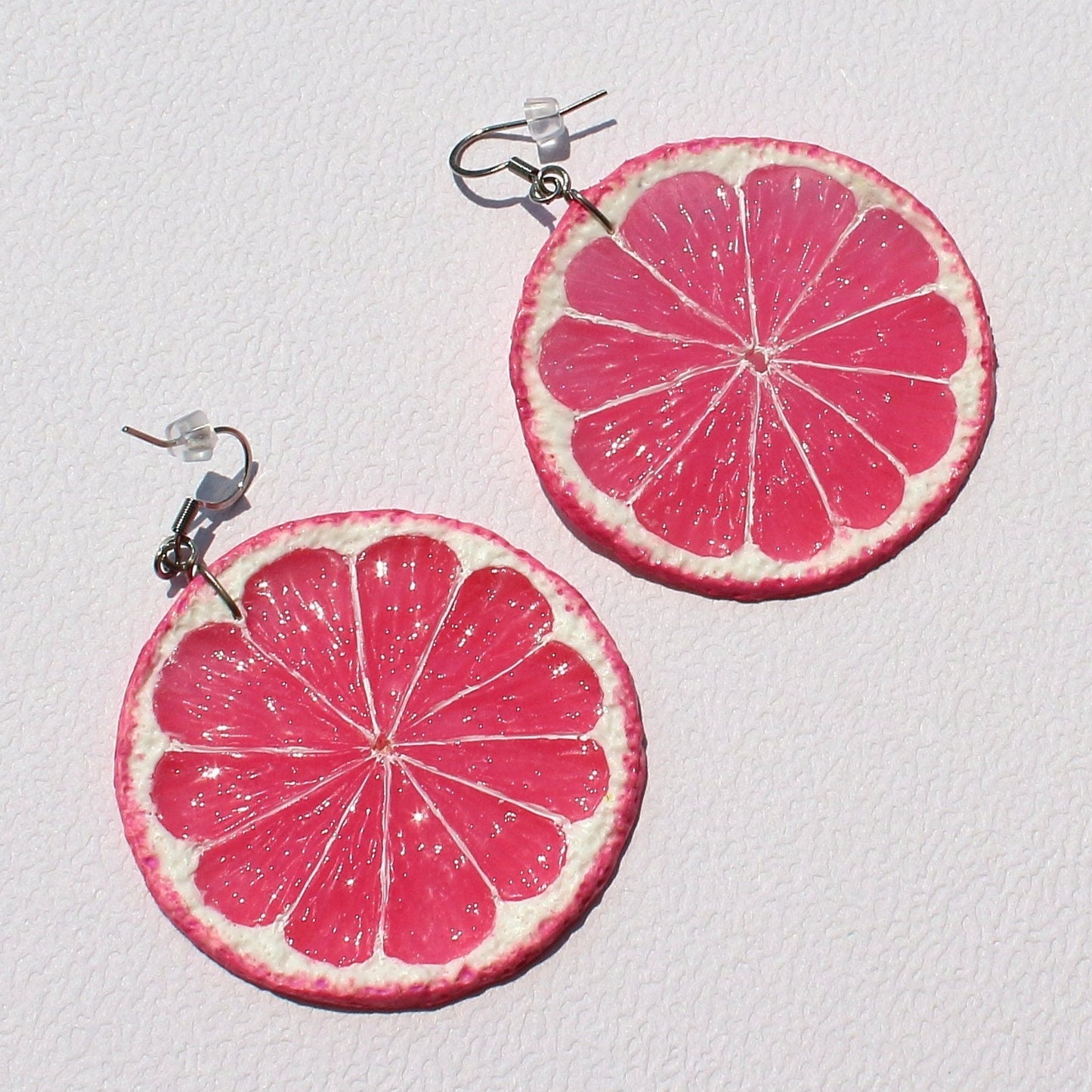 Happiness Pink: Lemon Earrings Polymer Clay.