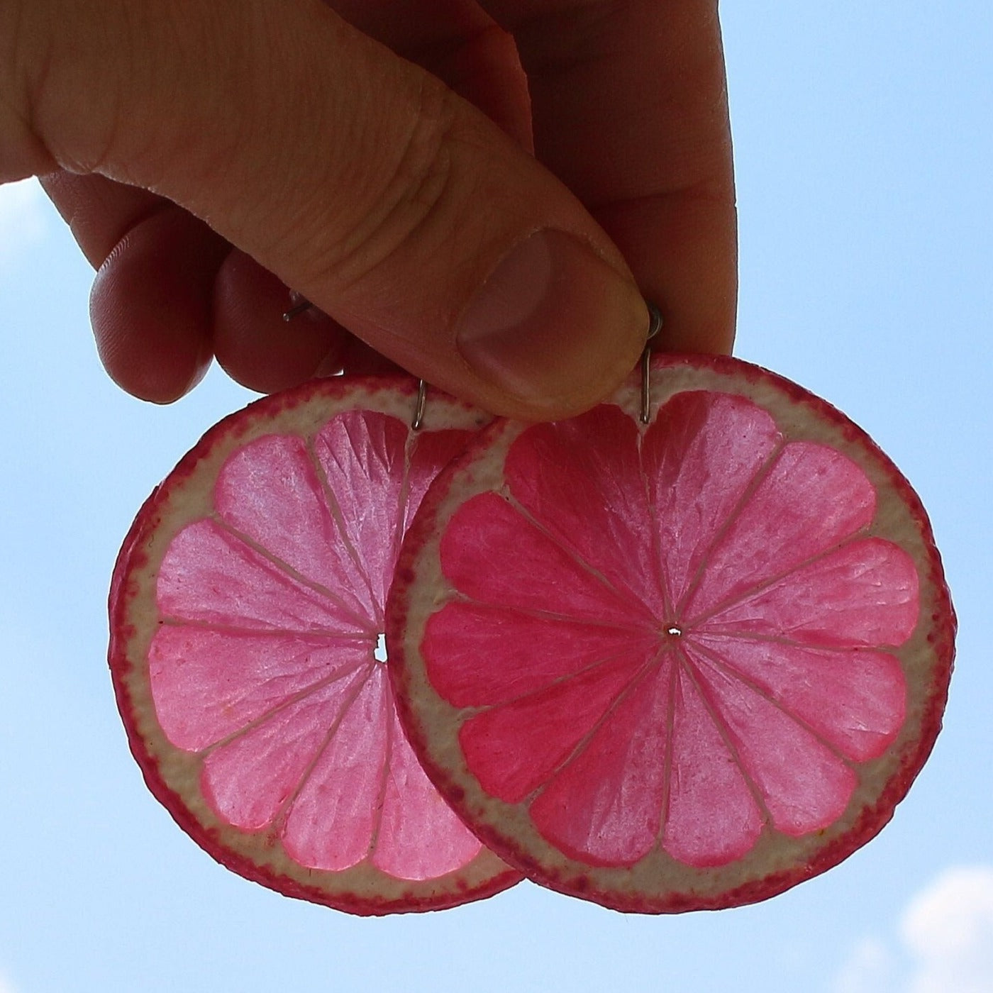 Happiness Pink: Lemon Earrings Polymer Clay.