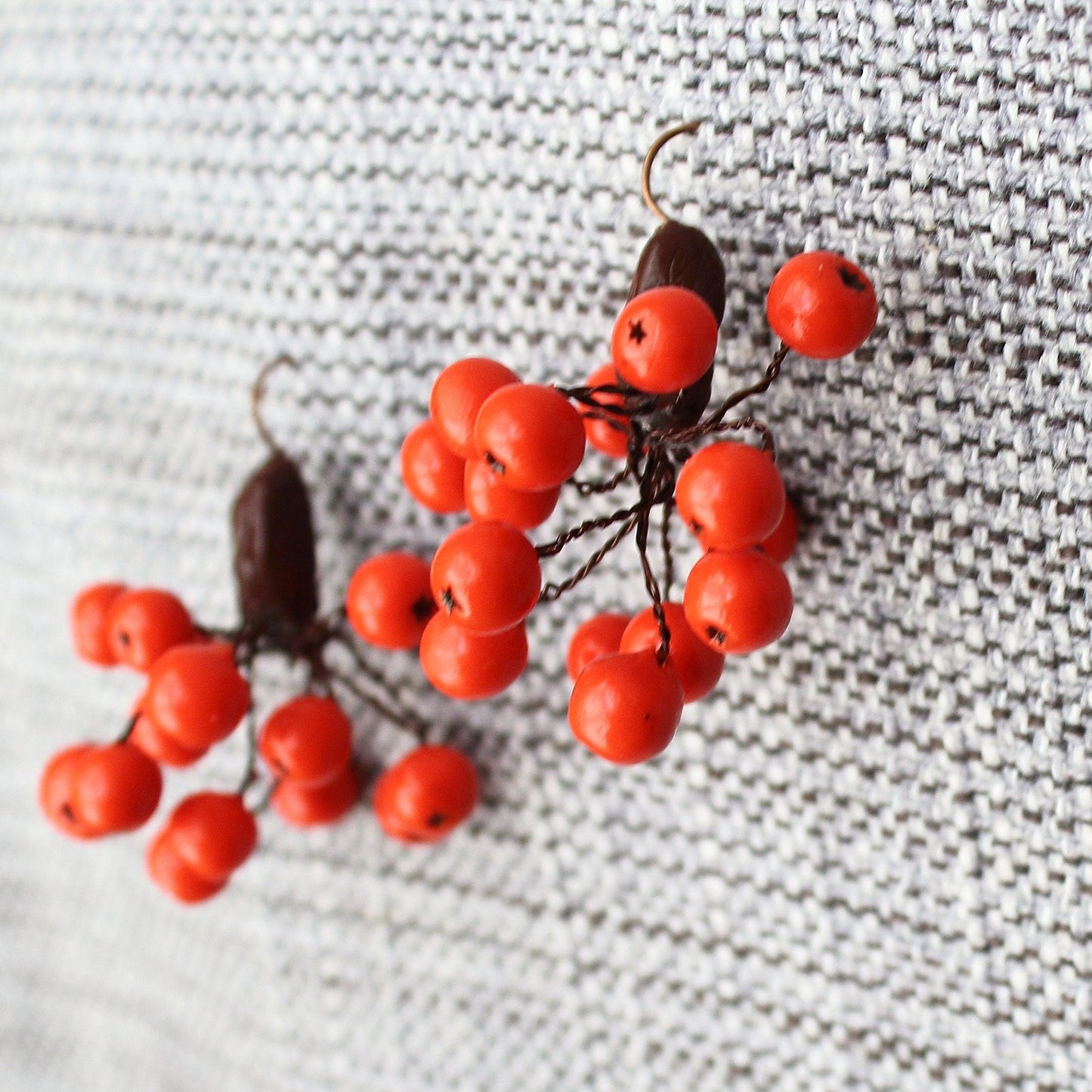 Autumn Fire: Rowan Earrings Polymer Clay.