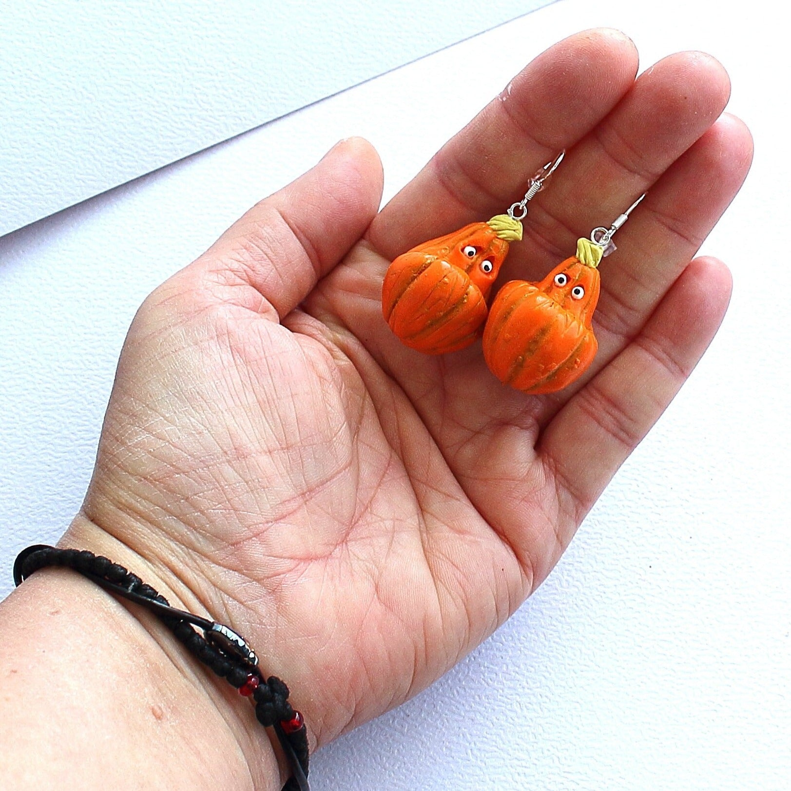 Monster Smile: Halloween Pumpkin Earrings Polymer Clay.