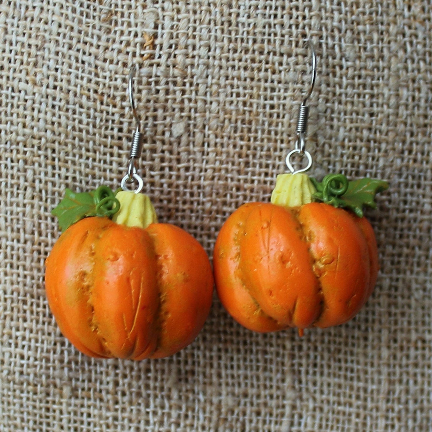 Autumn Treasures: Pumpkin Earrings Polymer Clay.