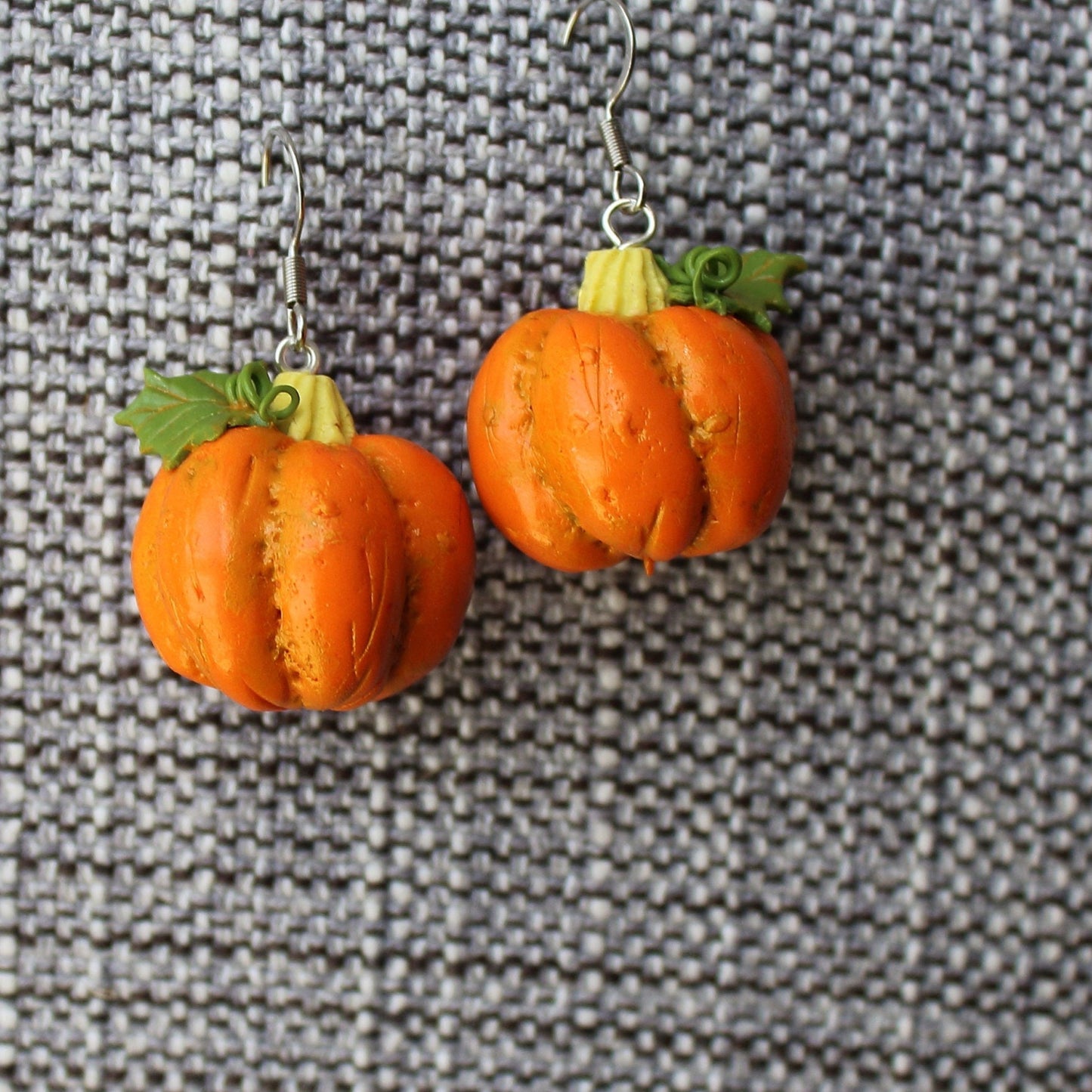 Autumn Treasures: Pumpkin Earrings Polymer Clay.