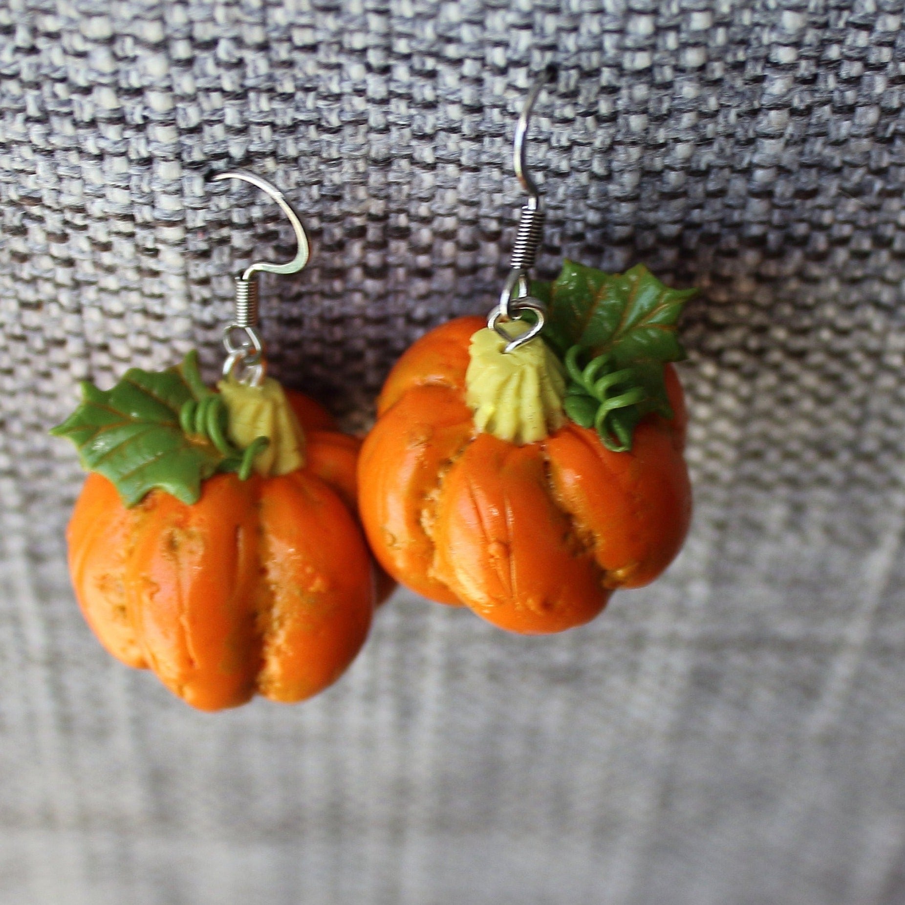 Autumn Treasures: Pumpkin Earrings Polymer Clay.