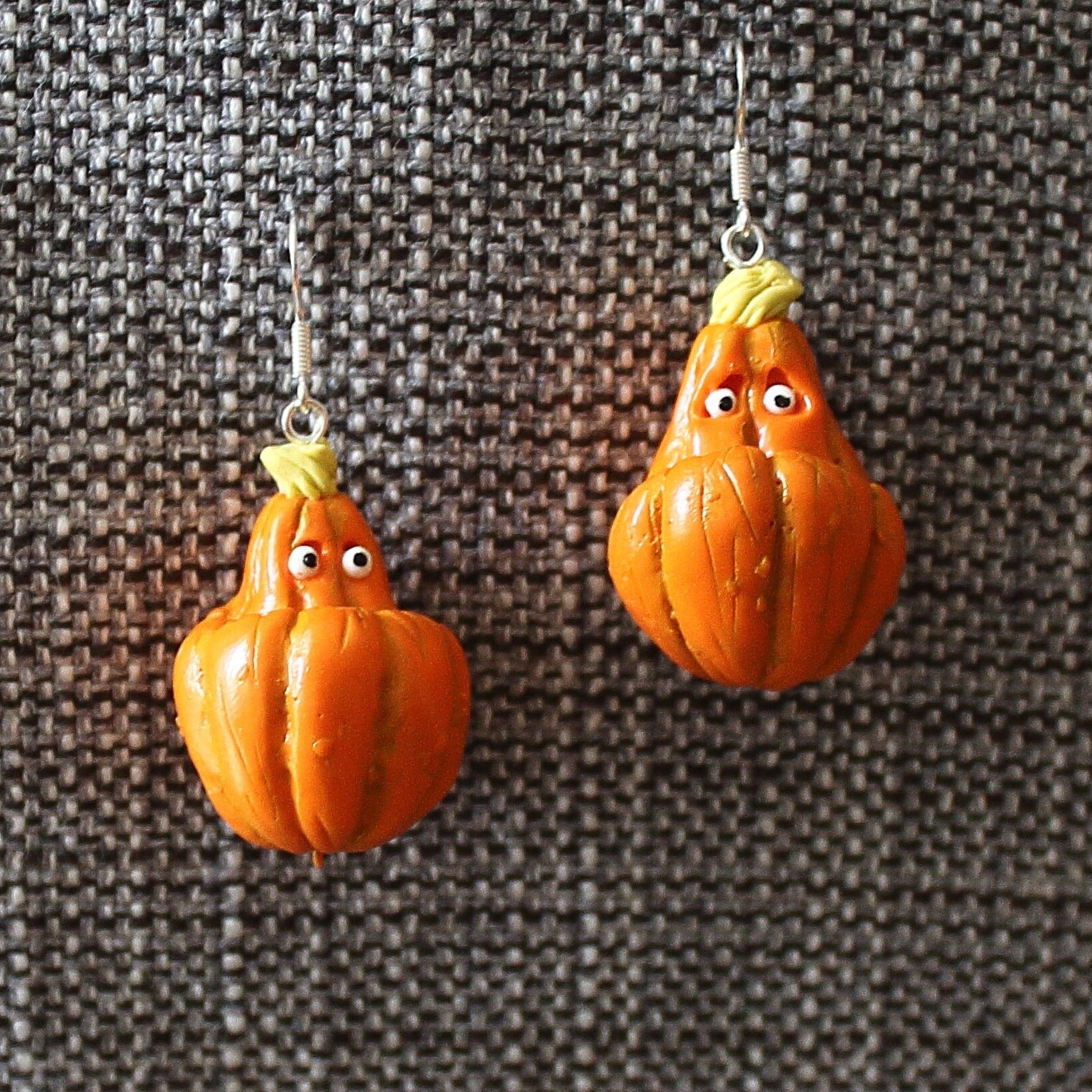 Monster Smile: Halloween Pumpkin Earrings Polymer Clay.