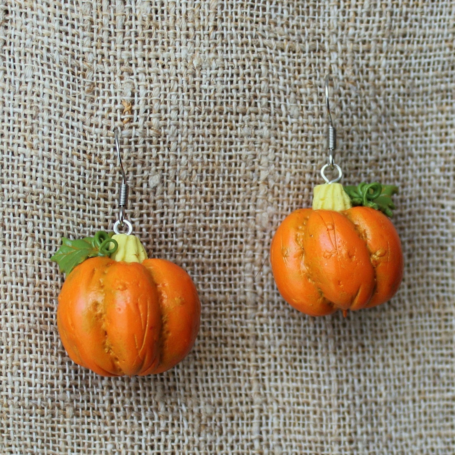 Autumn Treasures: Pumpkin Earrings Polymer Clay.