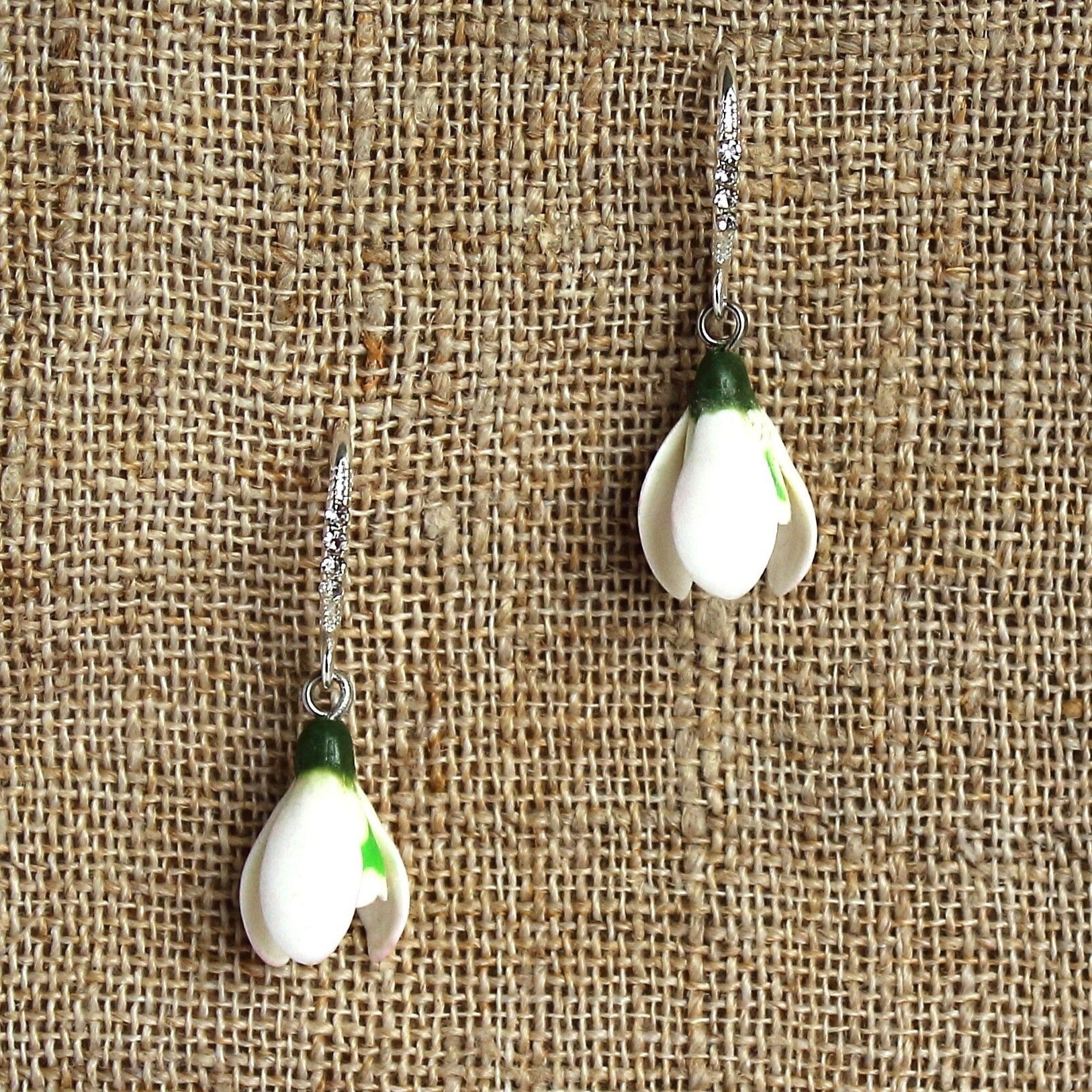 White Angels: Snowdrops Earrings Polymer Clay.