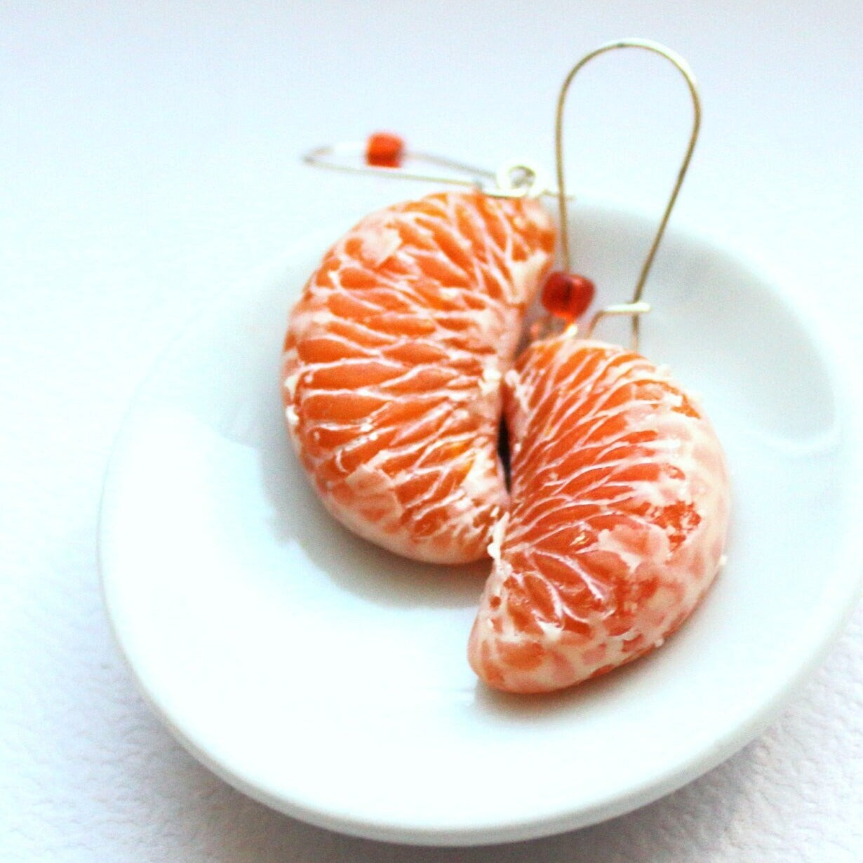 Slices Bliss: Mandarin Earrings Polymer Clay.