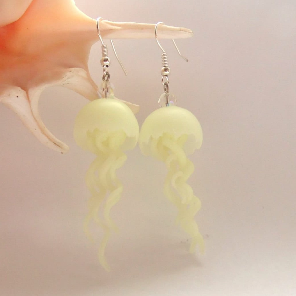 Shining Depth: Jellyfish Earrings Polymer Clay.